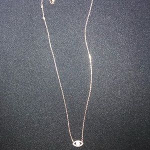 Opal middle stone evil eye necklace rose gold